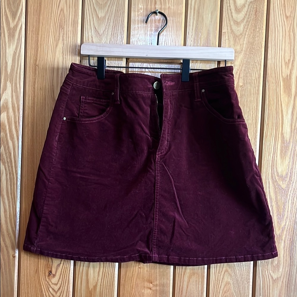 Maroon corduroy mini skirt
